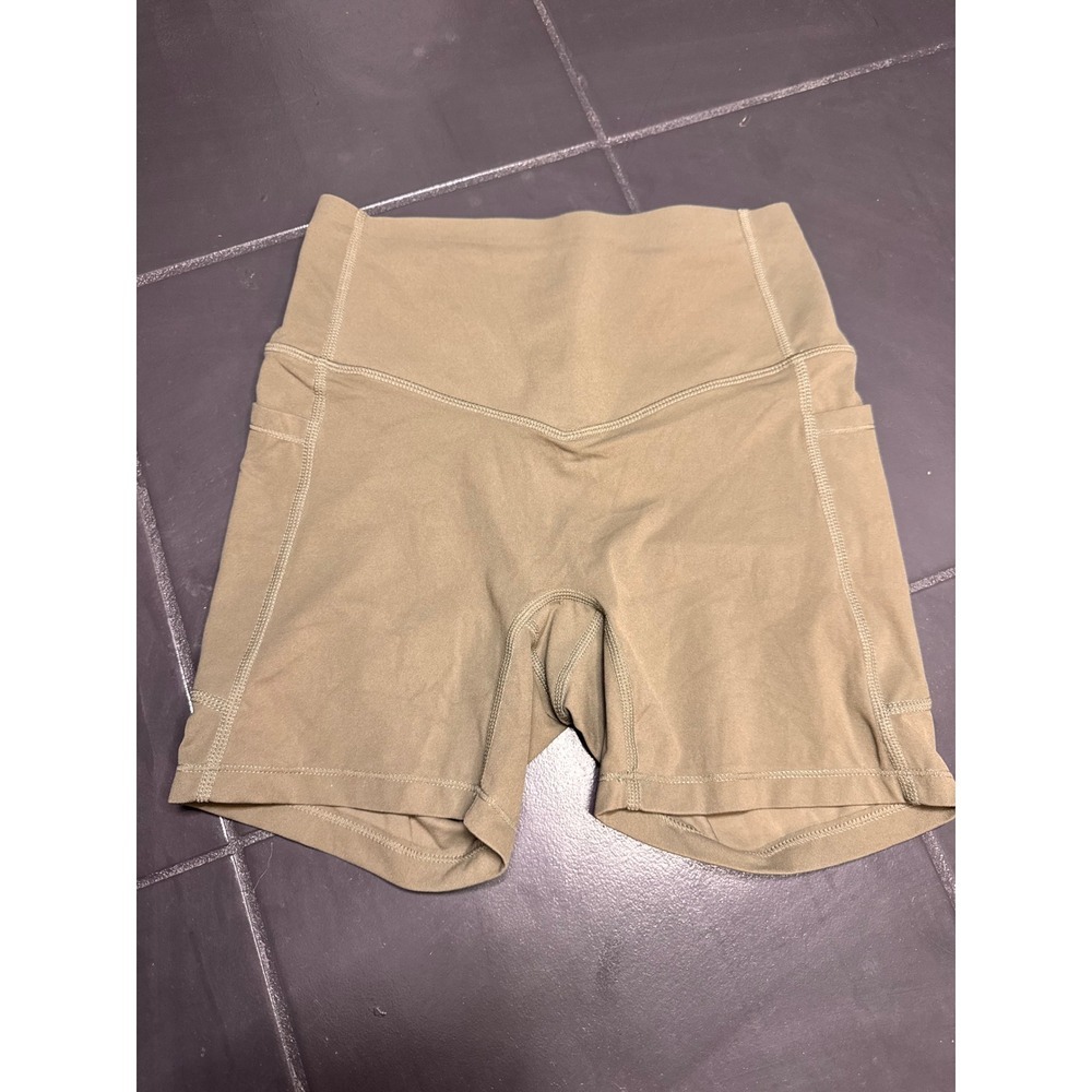 Halara High Waisted Crossover Shorts with Pockets Olive Green 5" Inseam